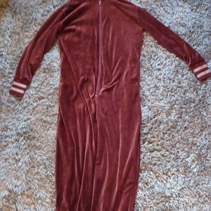 Mia Joy Burgundy Velour Long Sleeve Zipper Jumpsuit